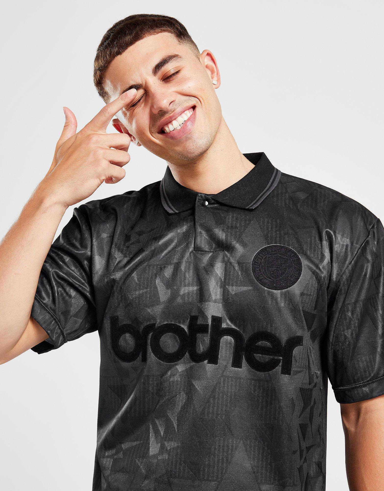 Score Draw Manchester City FC 1990 Black Out Retro Shirt Herren