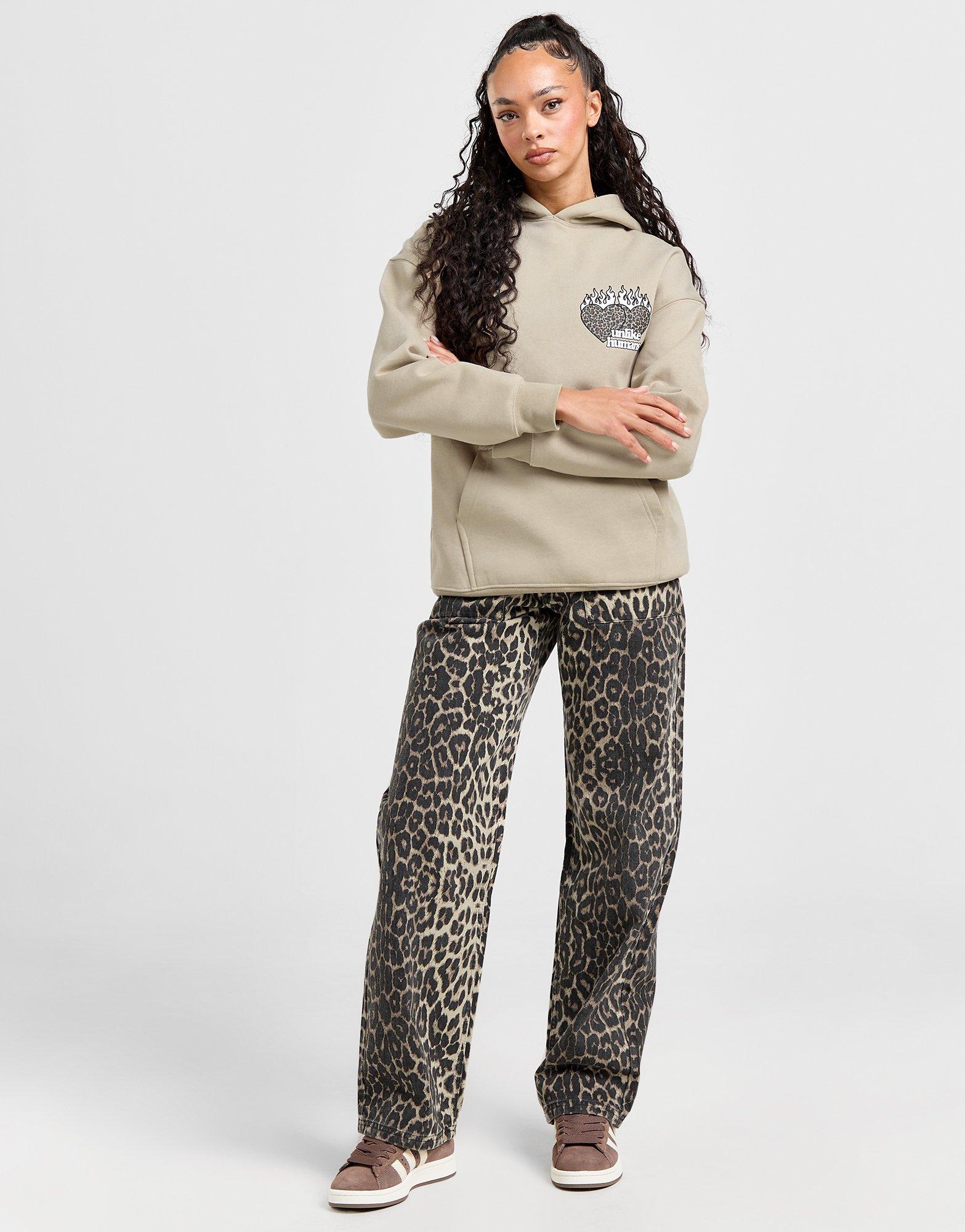 Unlike Humans Mid Rise Leopard Jeans