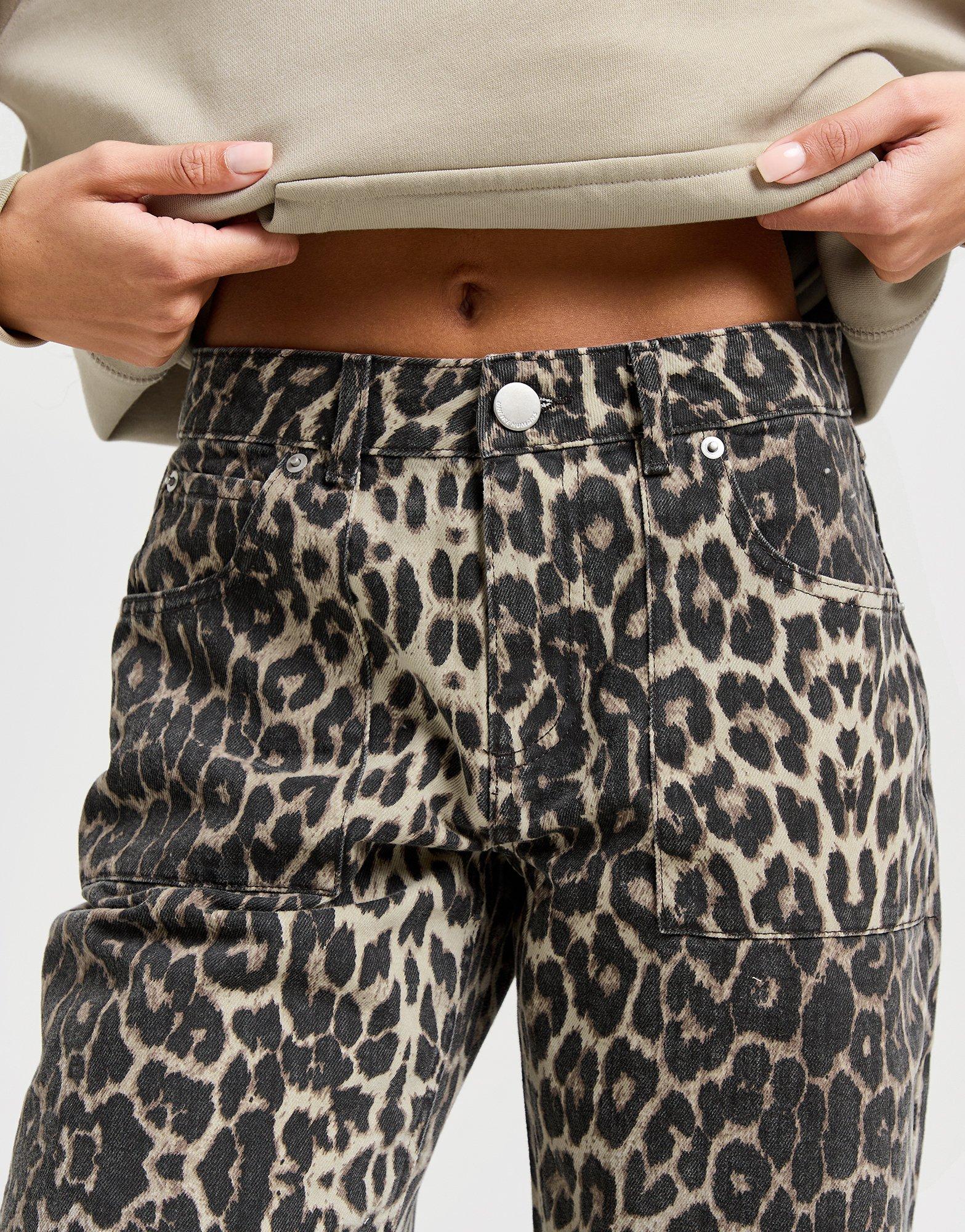Unlike Humans Mid Rise Leopard Jeans