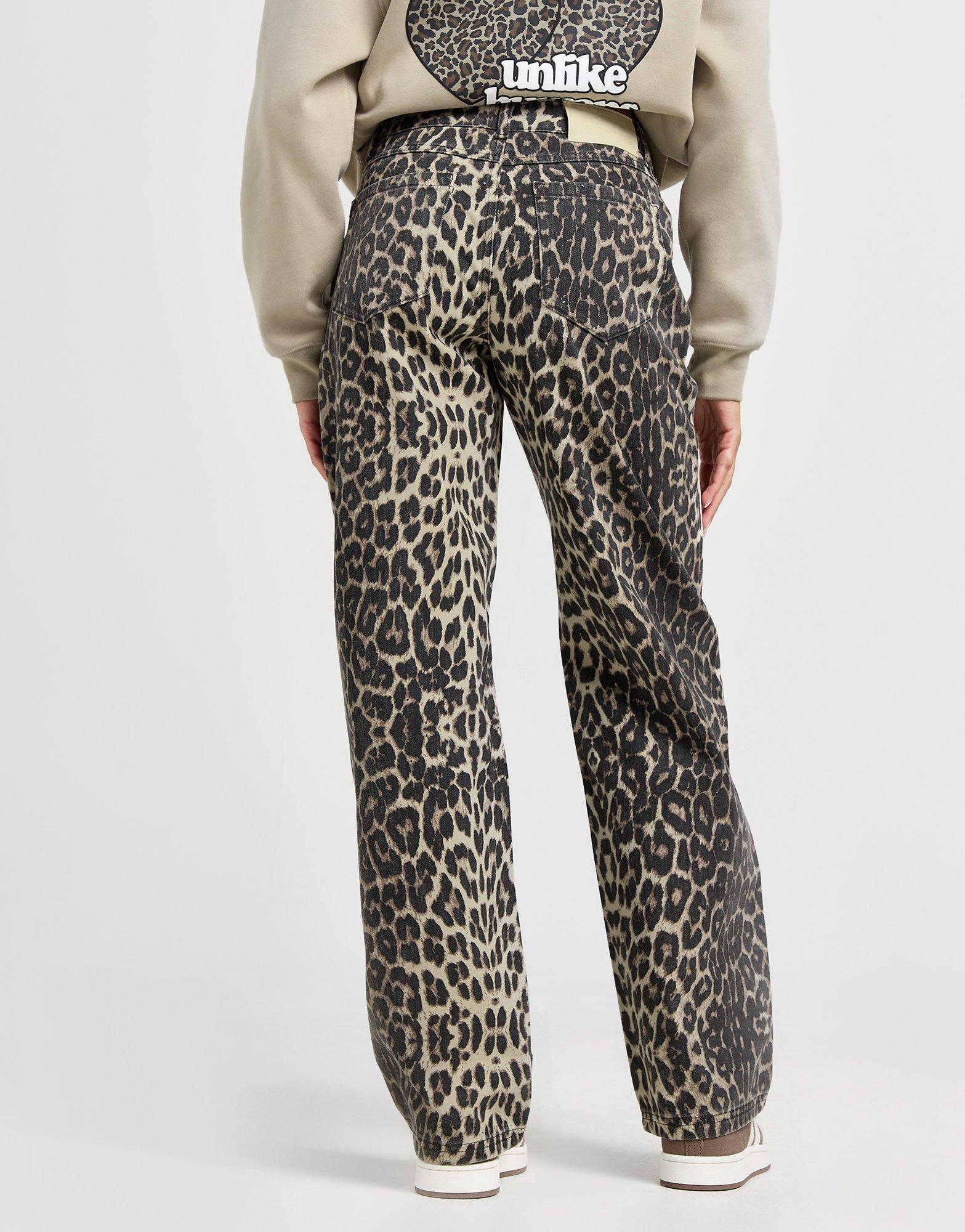 Unlike Humans Mid Rise Leopard Jeans