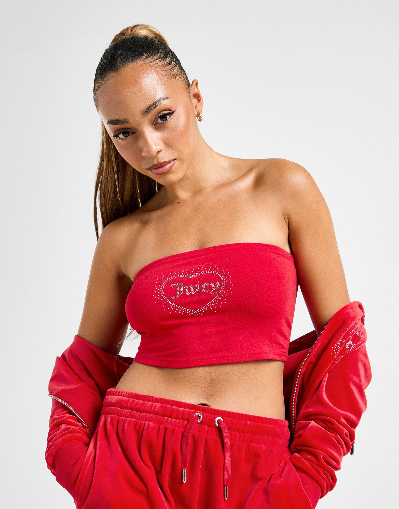 JUICY COUTURE Diamante Heart Logo Bandeau Top JUICY COUTURE Diamante Heart Logo Bandeau Top