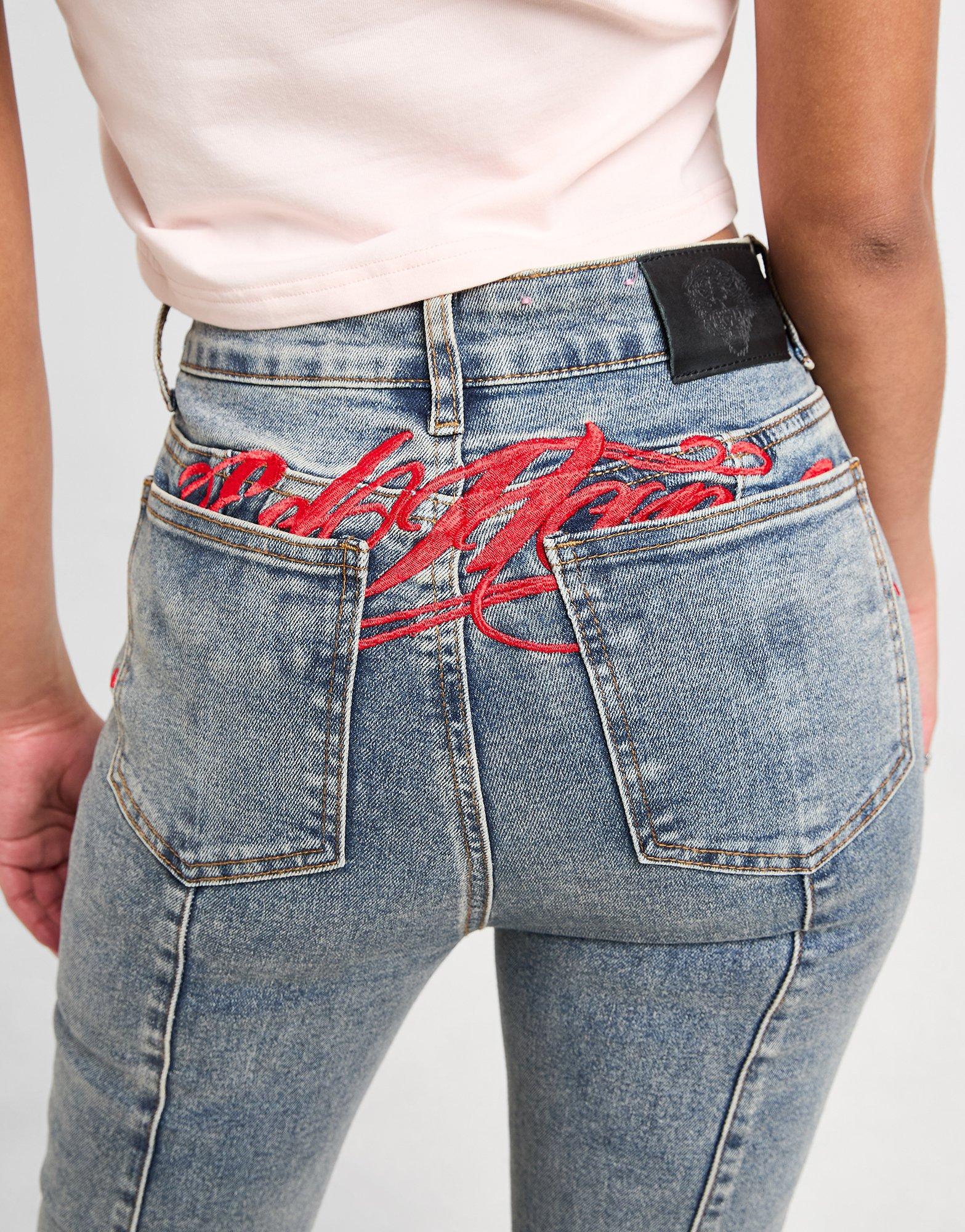 Ed Hardy Floral Cross Flare Jeans
