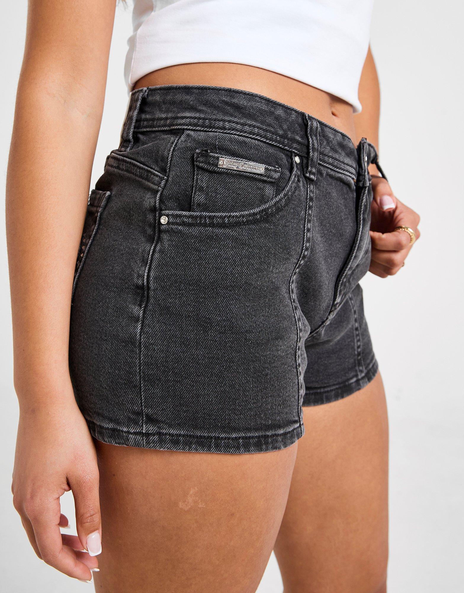 JUICY COUTURE Diamante Cross Denim Shorts JUICY COUTURE Diamante Cross Denim Shorts