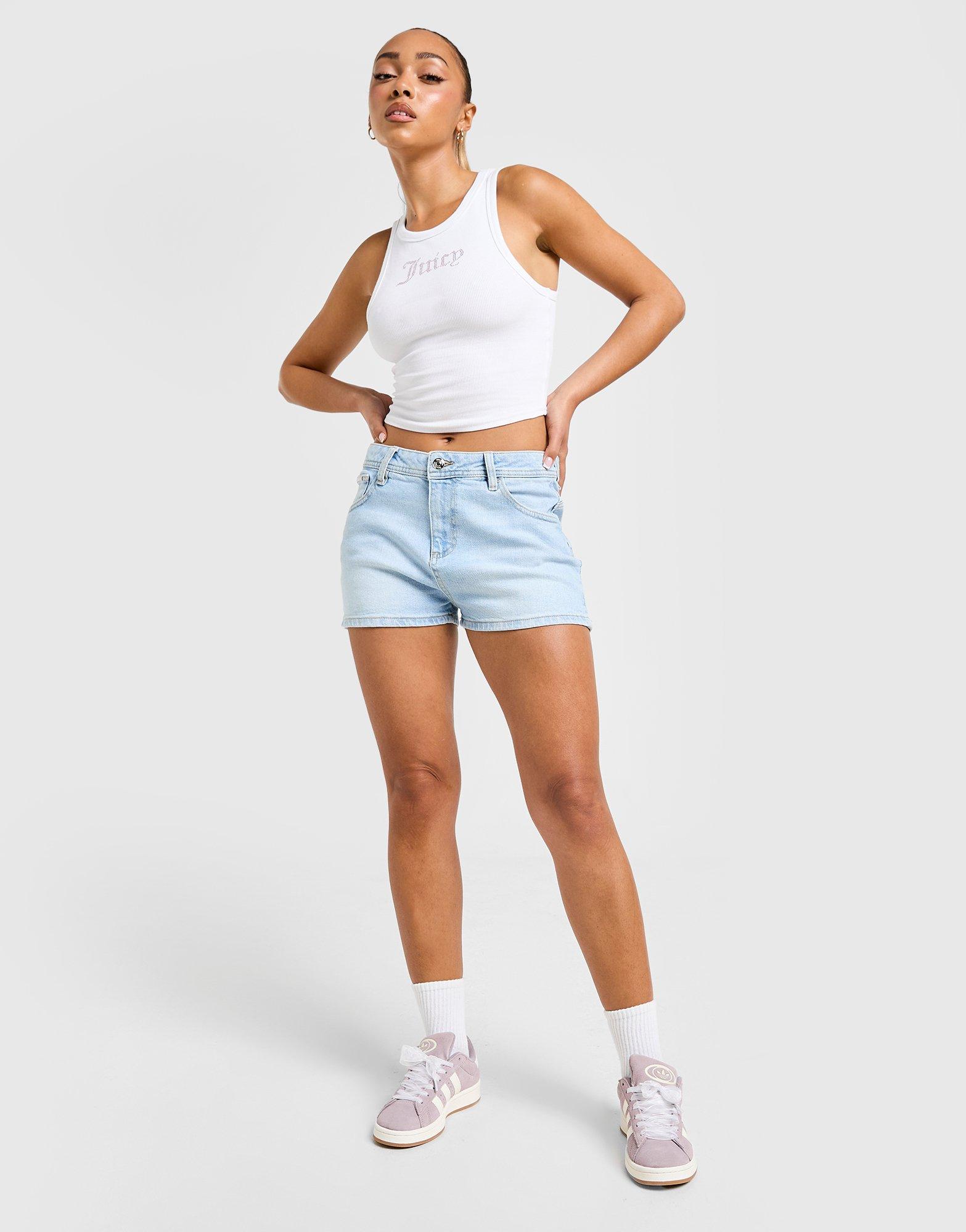 JUICY COUTURE Diamante Logo Denim Shorts
