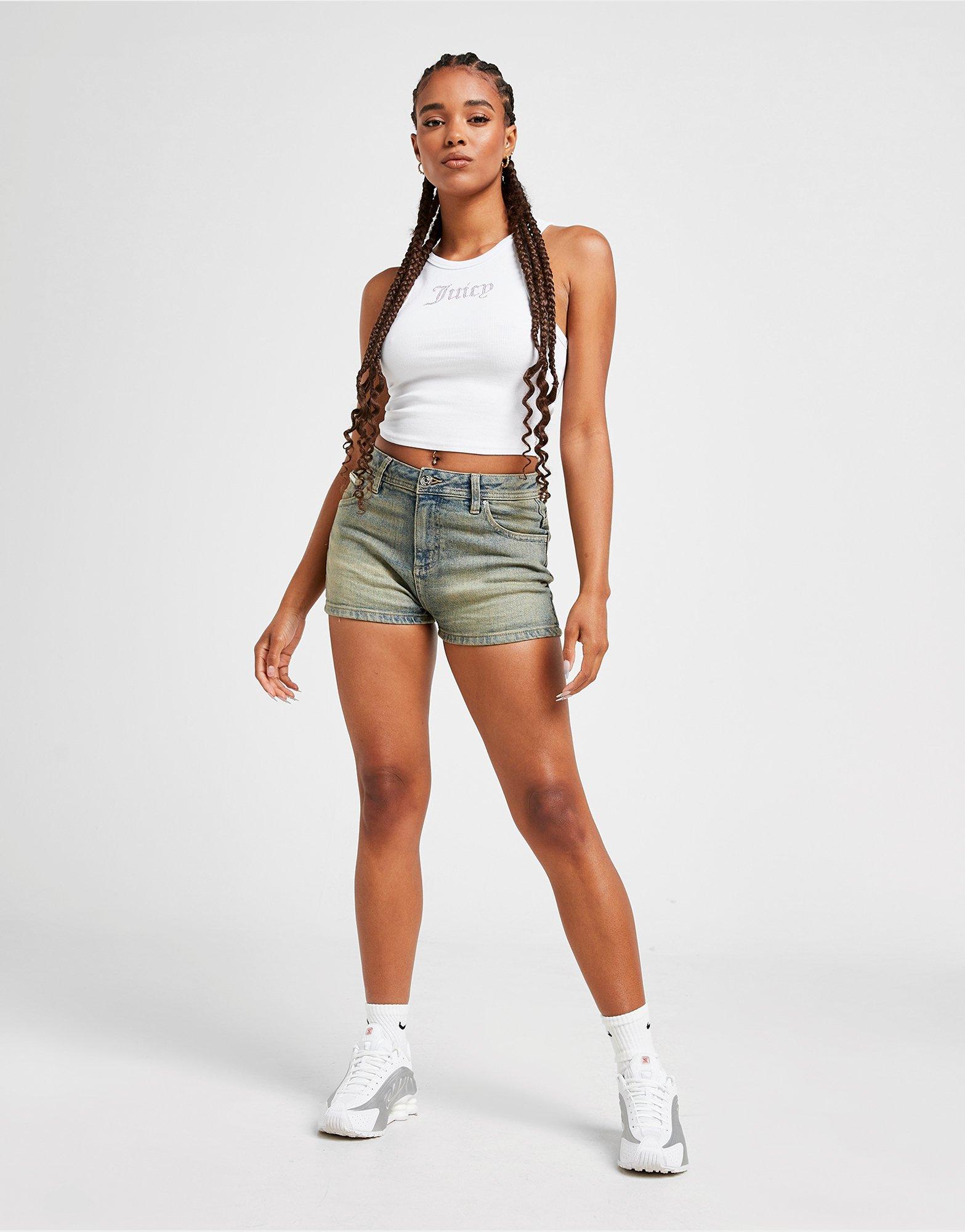 JUICY COUTURE Diamante Logo Denim Shorts