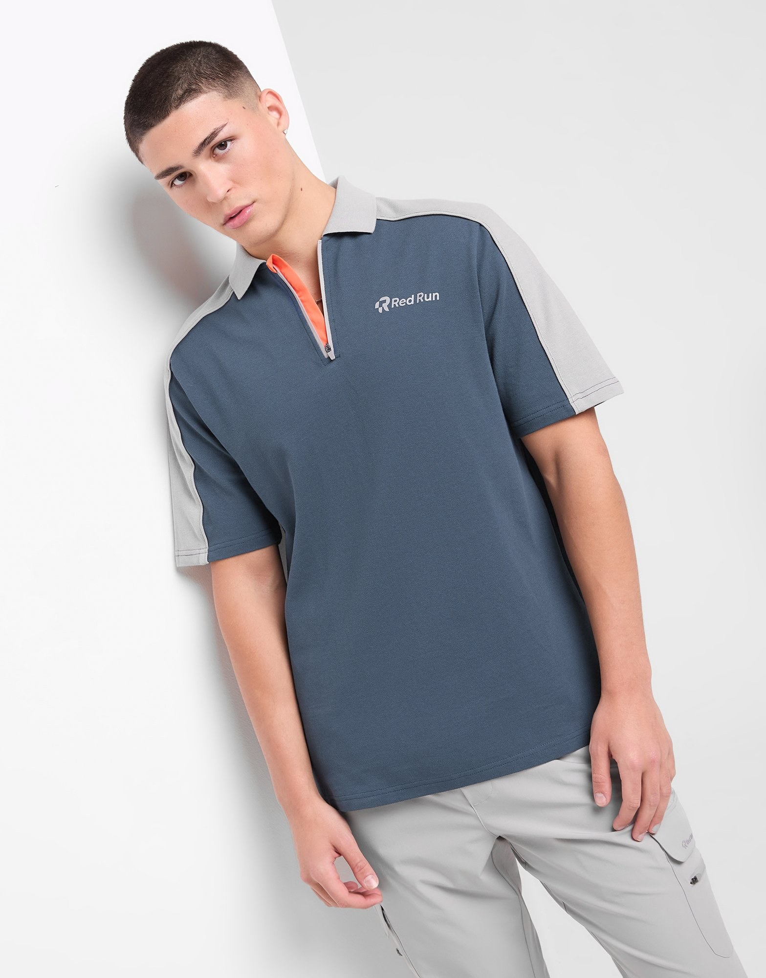 Red Run Activewear Zip Poloshirt