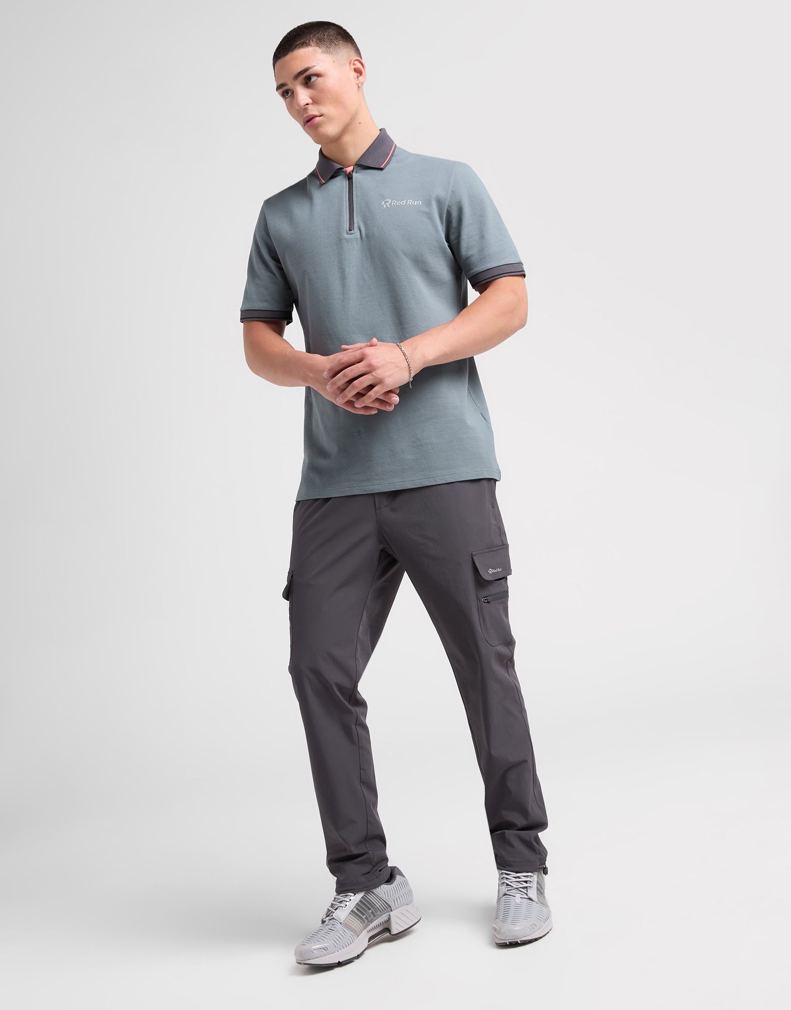 Red Run Activewear Zip Polo Shirt