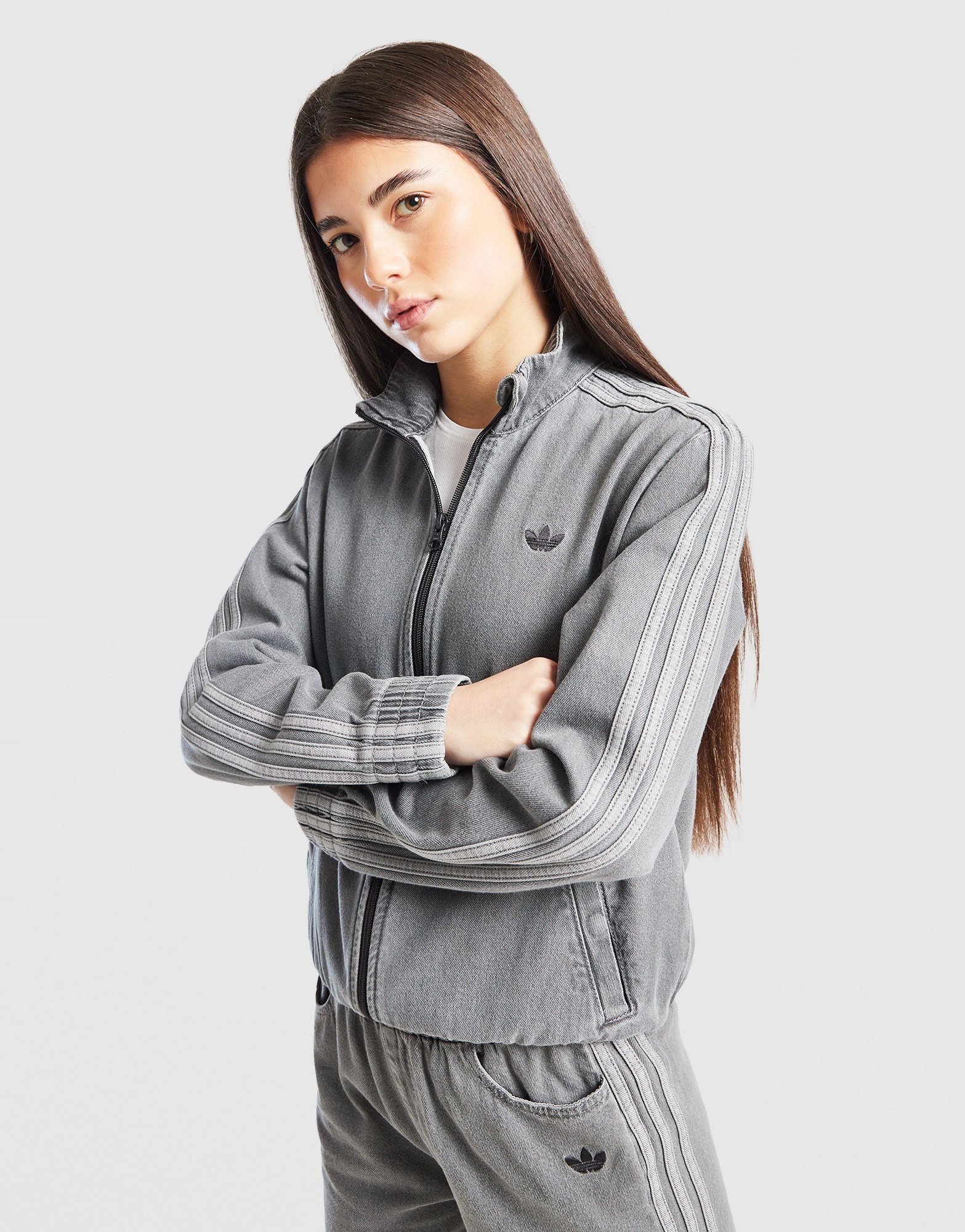 adidas Originals Girls' Denim Track Top Junior
