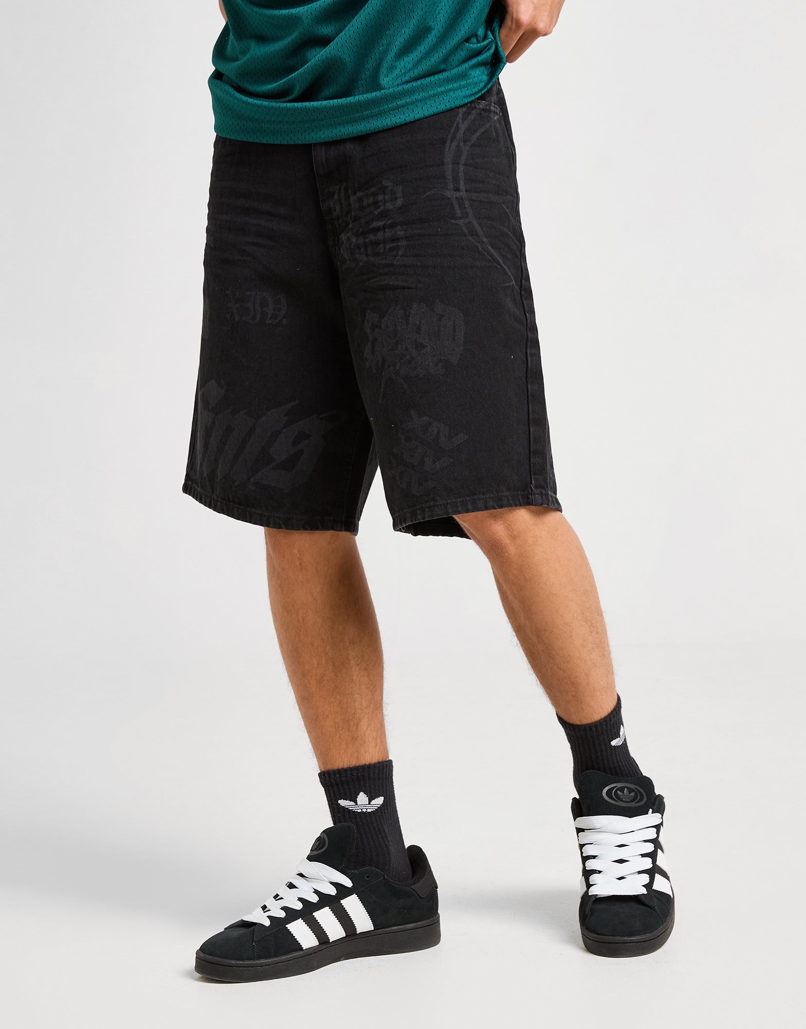 Hoodrich Laser Cut Denim Shorts
