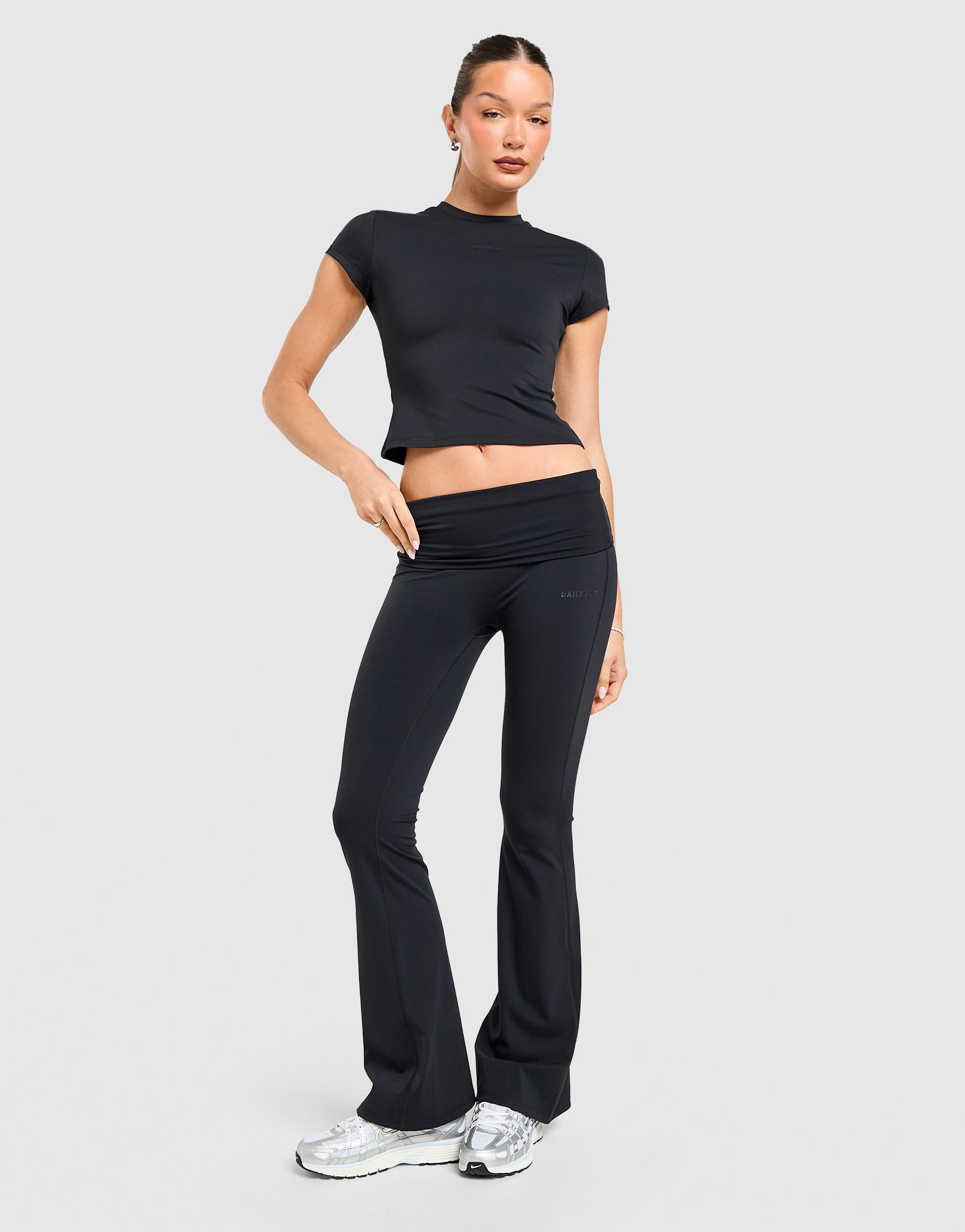 DAILYSZN Foldover Flare Leggings Damen