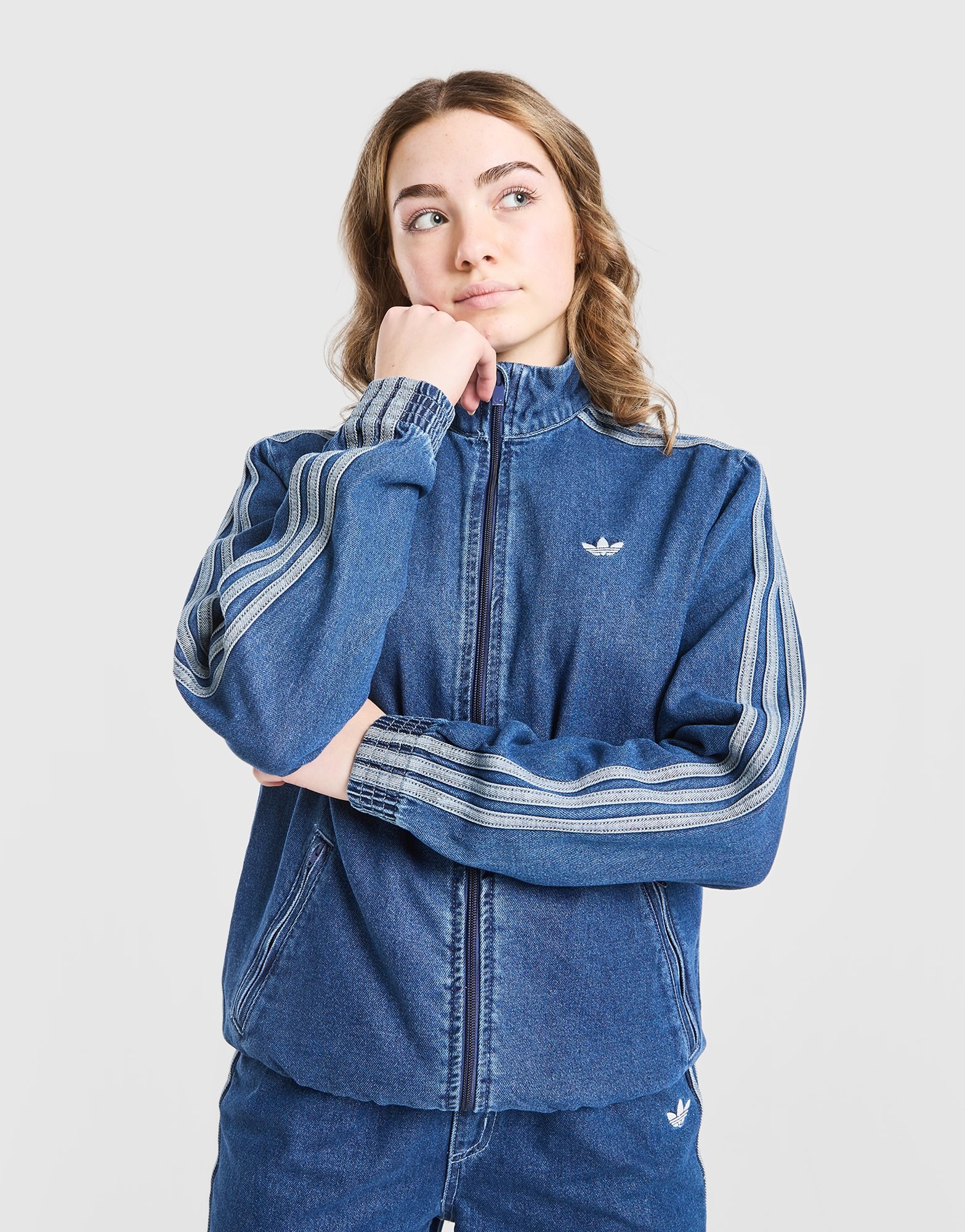 adidas Originals Girls' Firebird Denim Track Top Junior