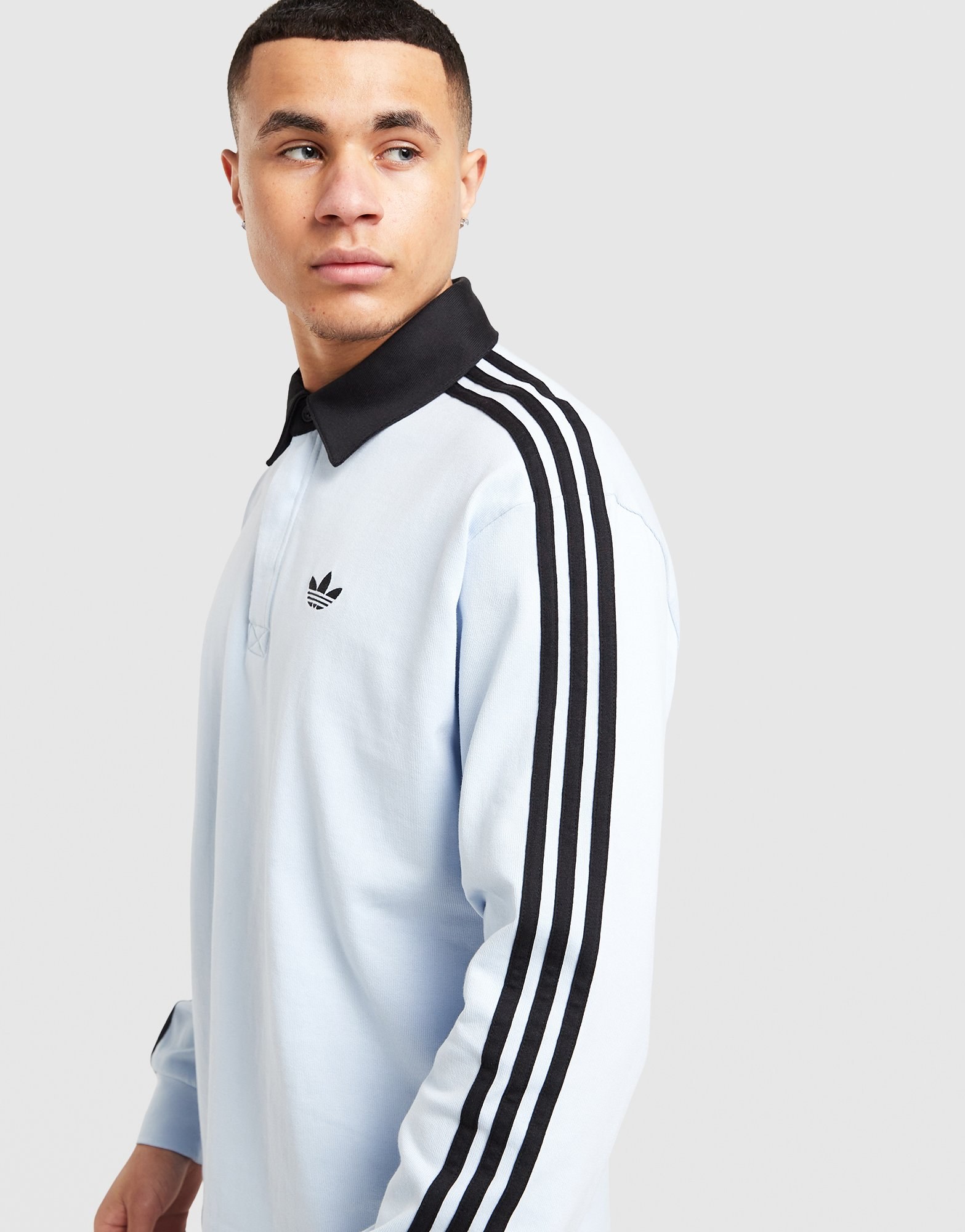 adidas Originals 3 Stripes Rugby Long Sleeve Polo Shirt