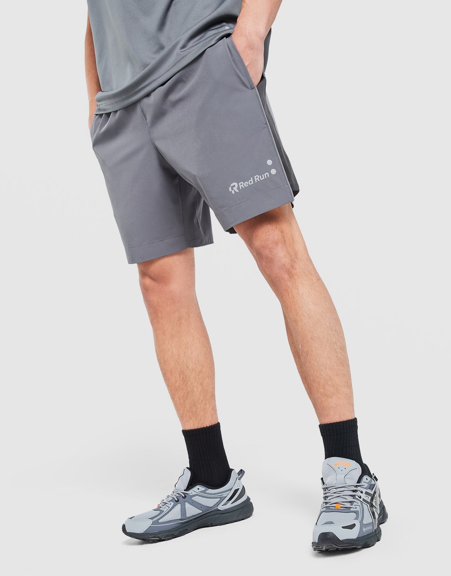 Miscellaneous Titanium Charcoal Panelled Sports Shorts