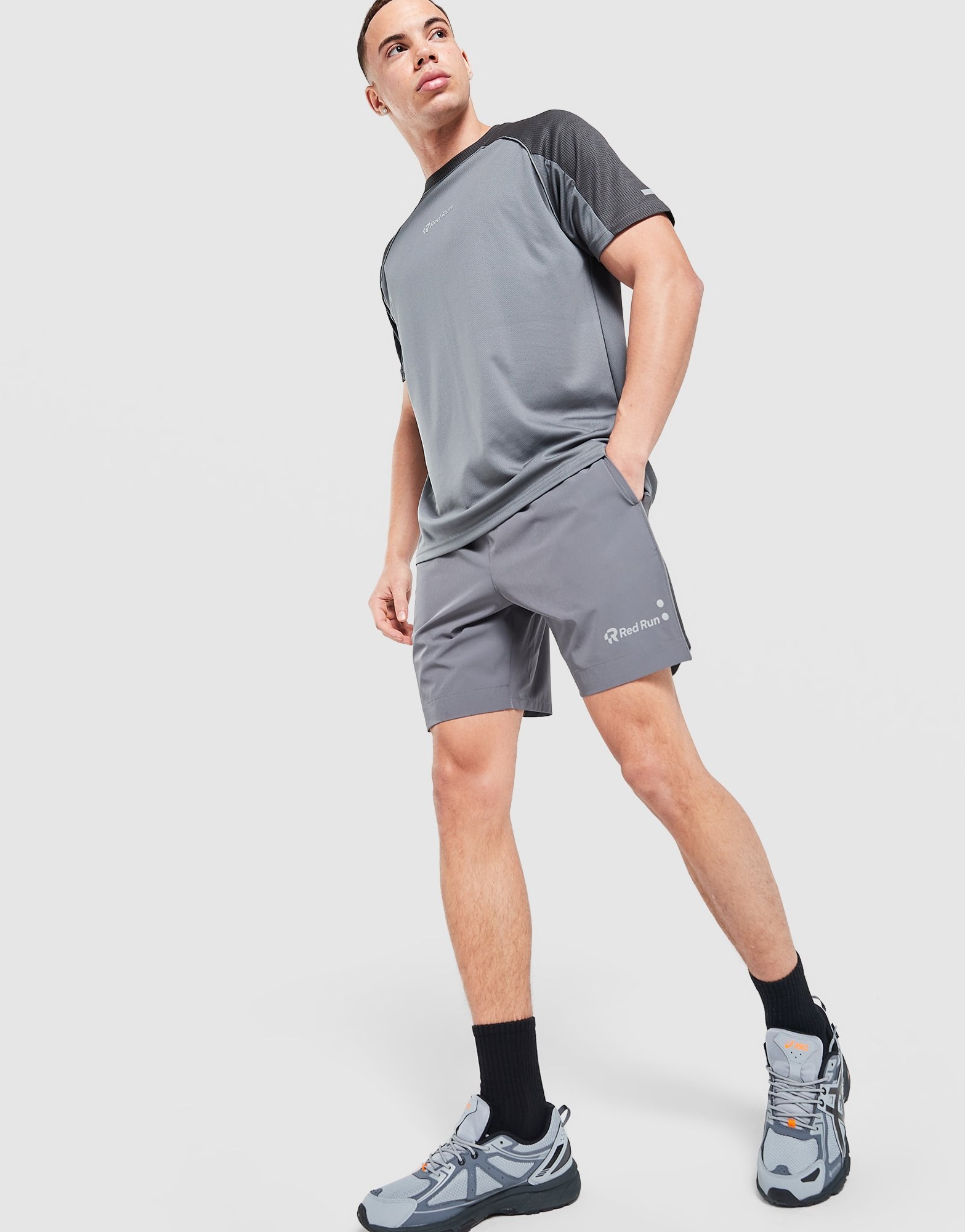 Miscellaneous Titanium Charcoal Panelled Sports Shorts