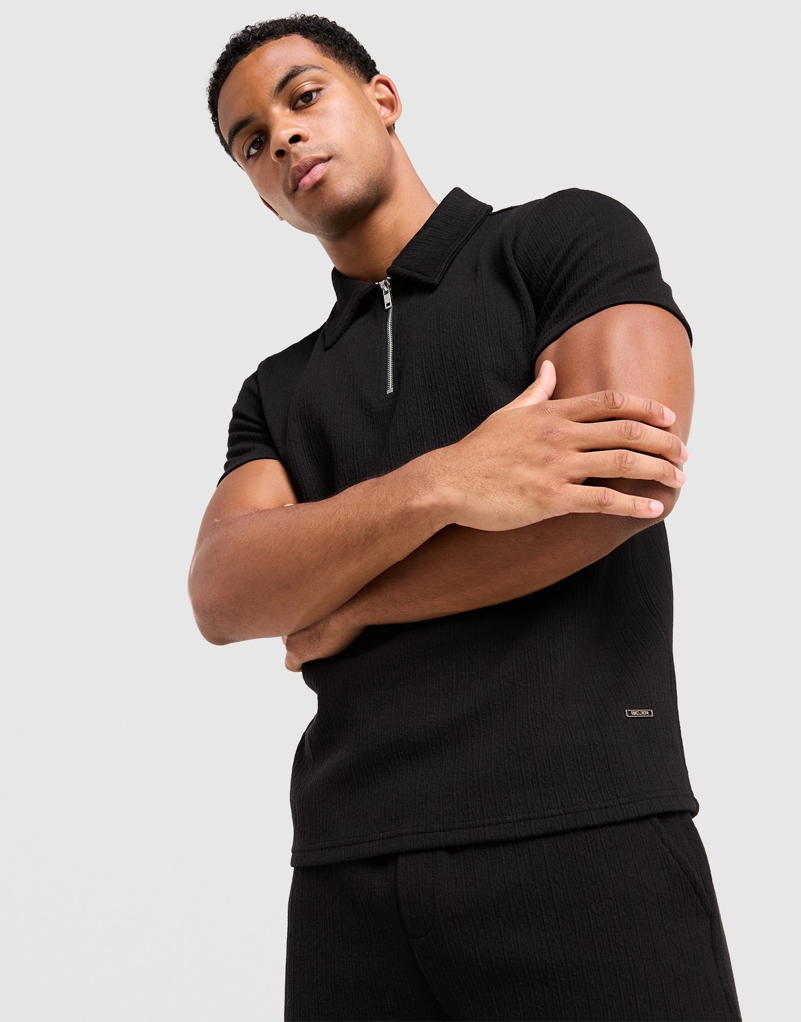 Belier Textured Zip Polo Shirt