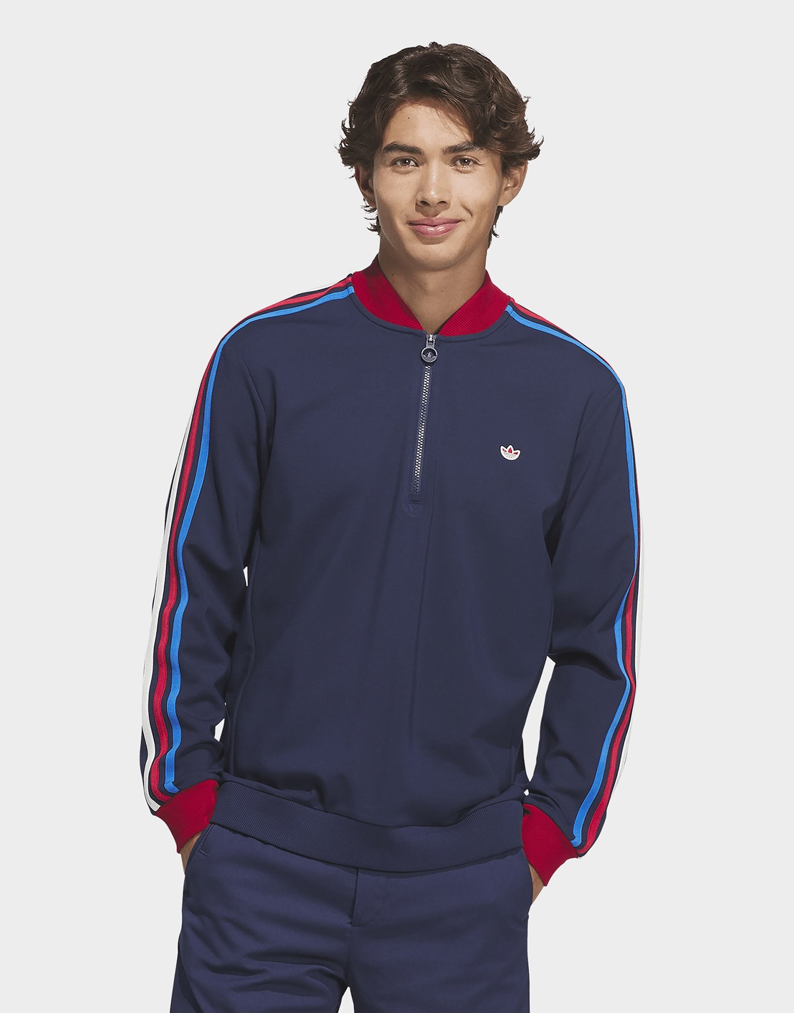 adidas Originals 3-streifen Sweatshirt, Reißverschluss Bis Zur Brust