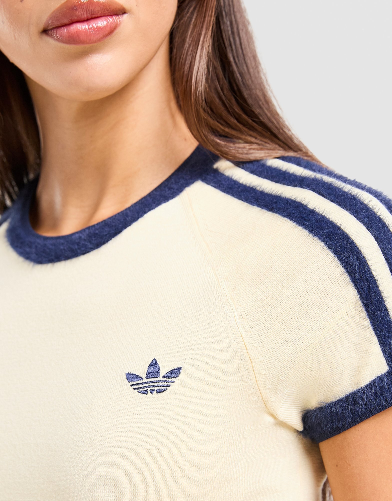 adidas Originals Fluffy 3-Stripes Knit Slim T-Shirt
