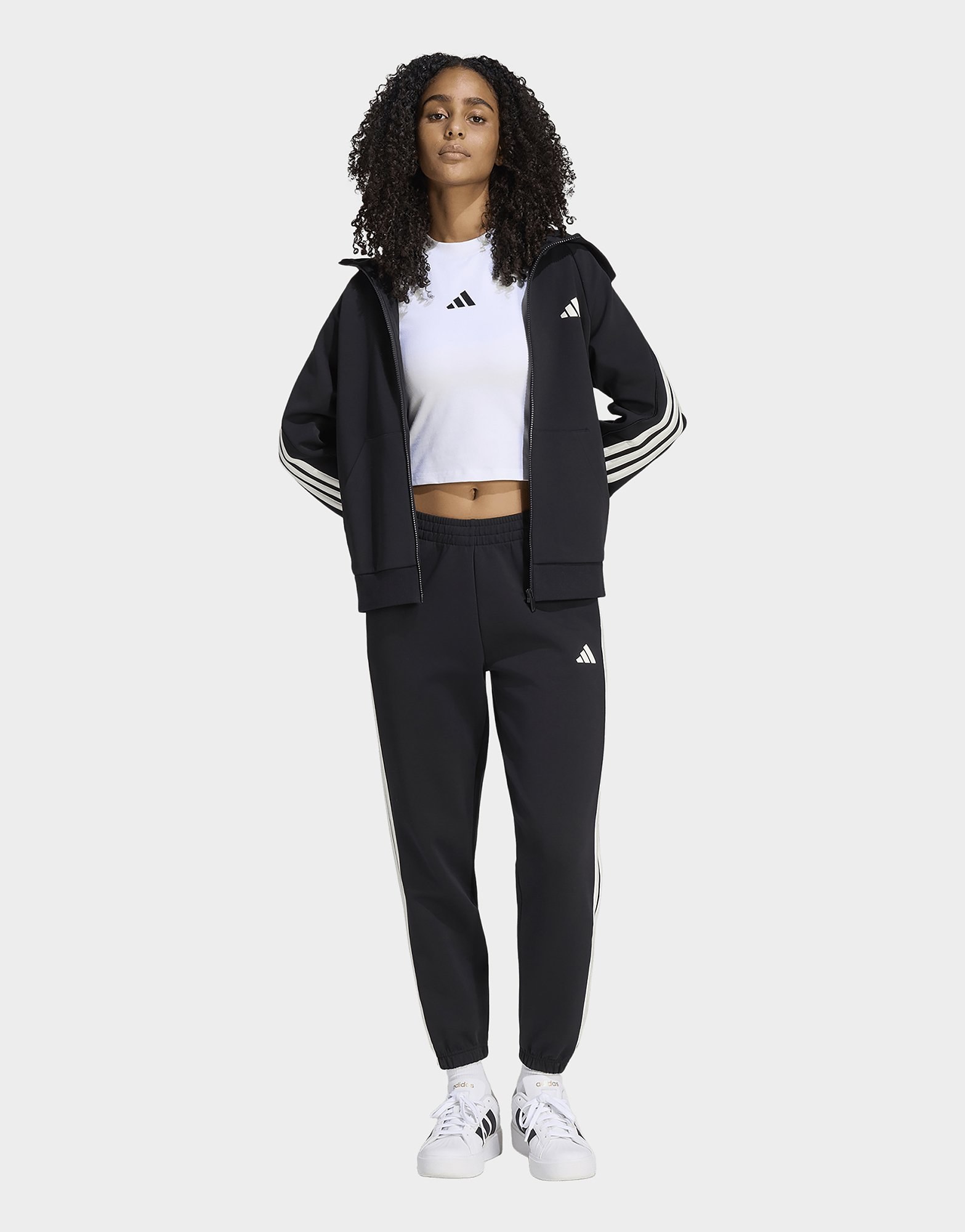 adidas Stadium 3-streifen Kapuzenjacke, Durchgehender Reissverschluss