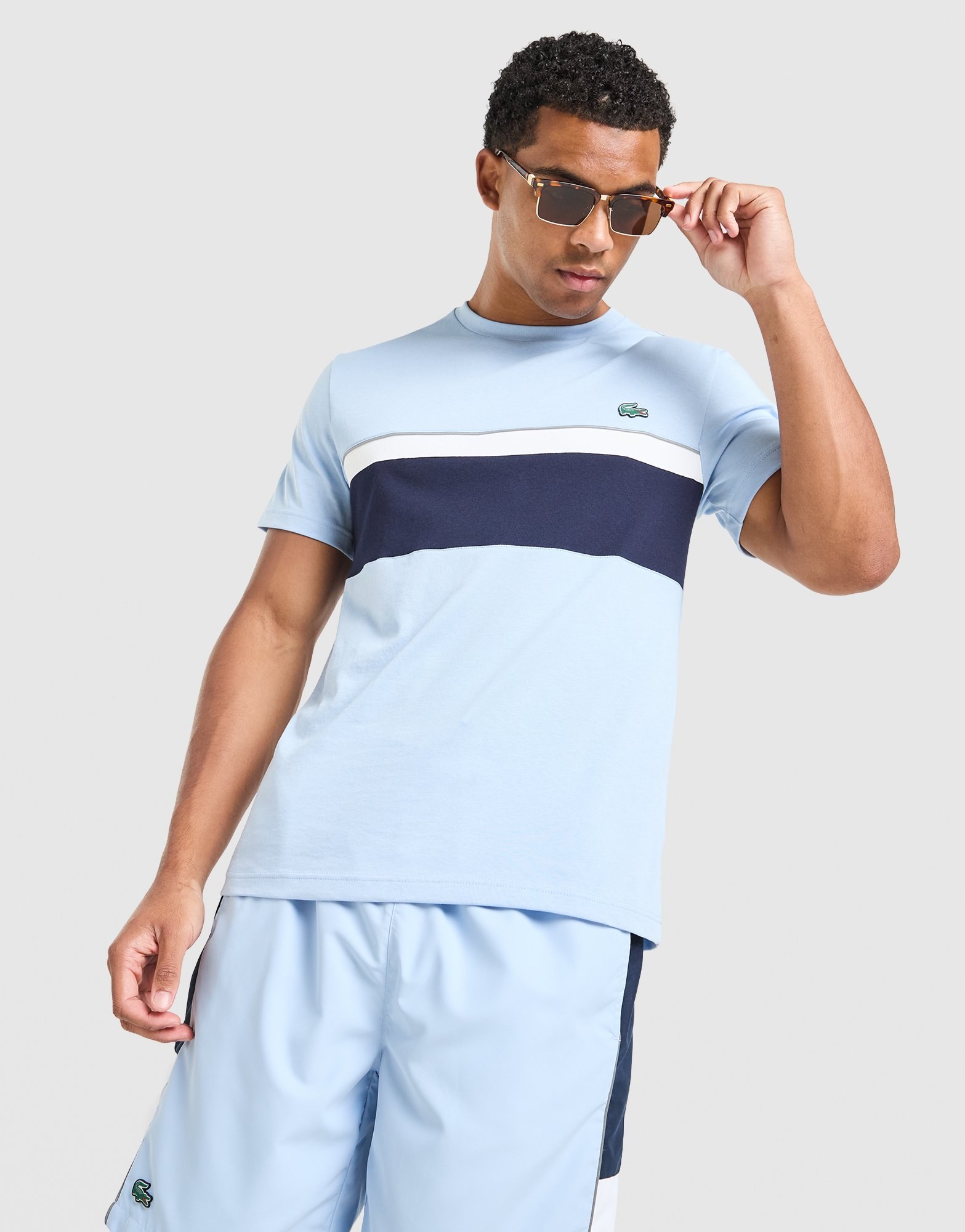 Lacoste Colour Block Reflective Pipe T-Shirt
