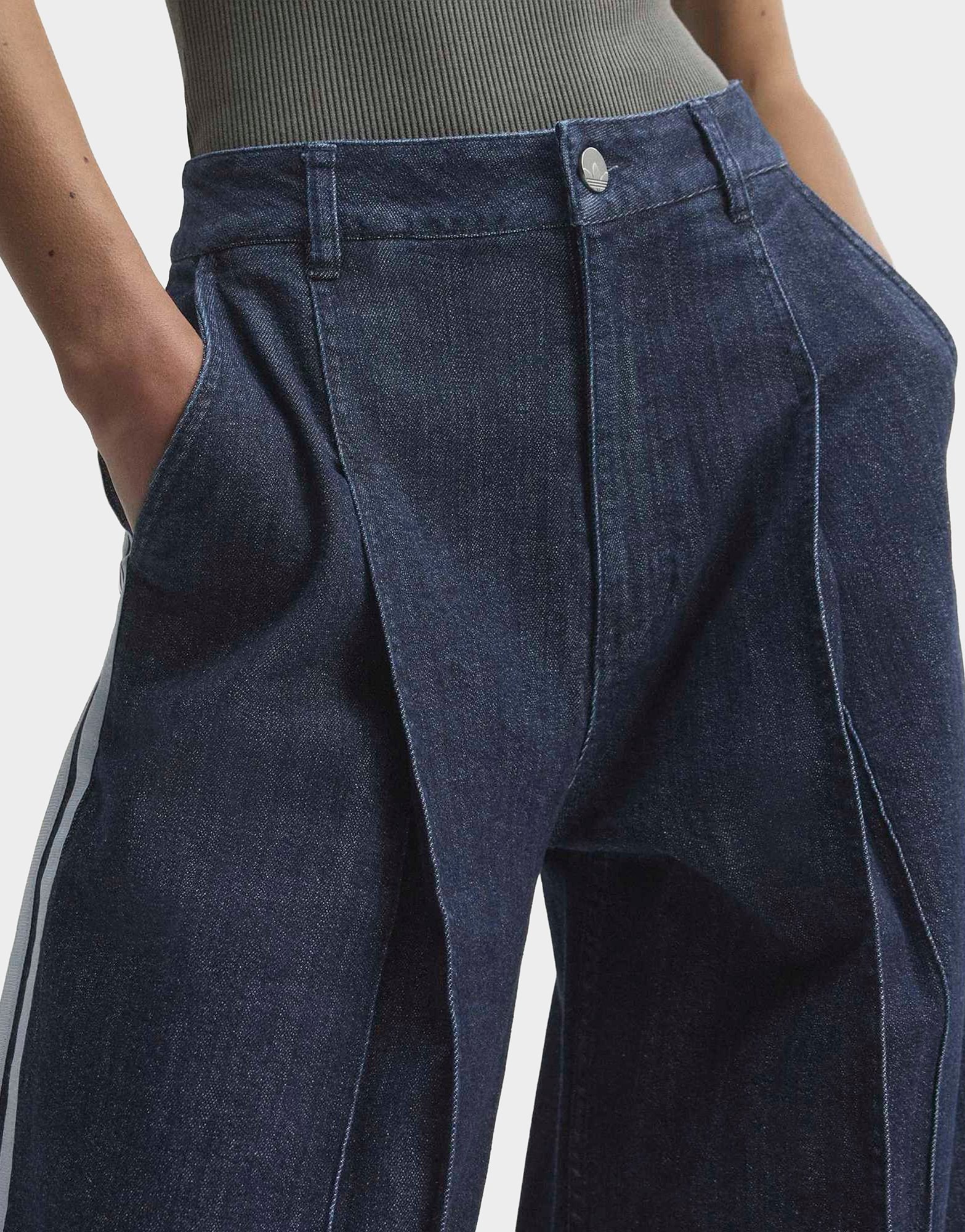 adidas Denim Pleats Hose, Weites Bein