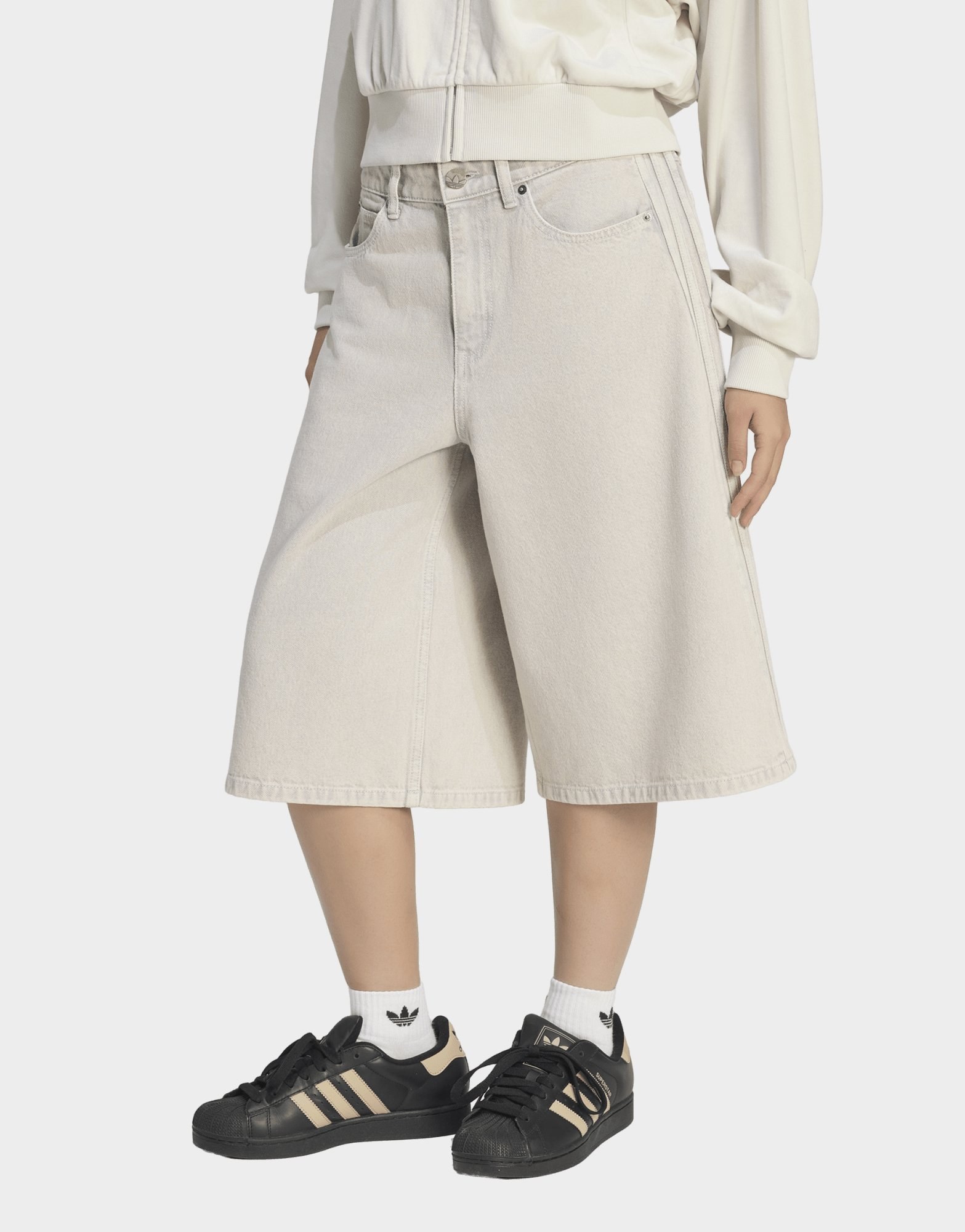 adidas Denim-jorts Mit Mittelhohem Bund