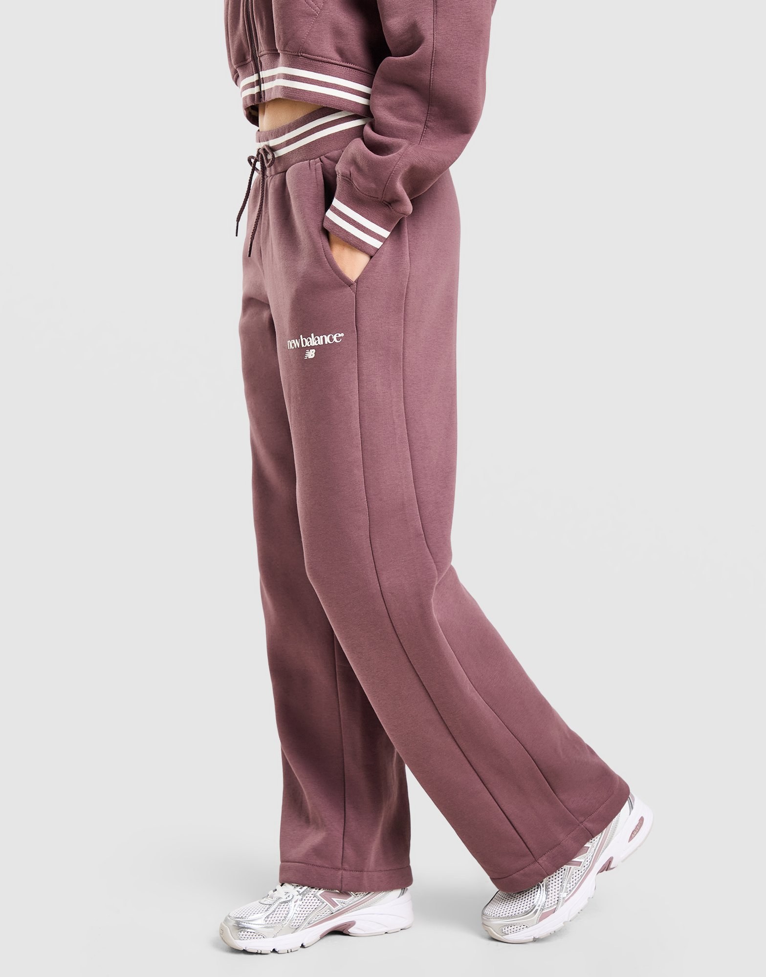 New Balance Ribbed Wide Leg Jogginghose