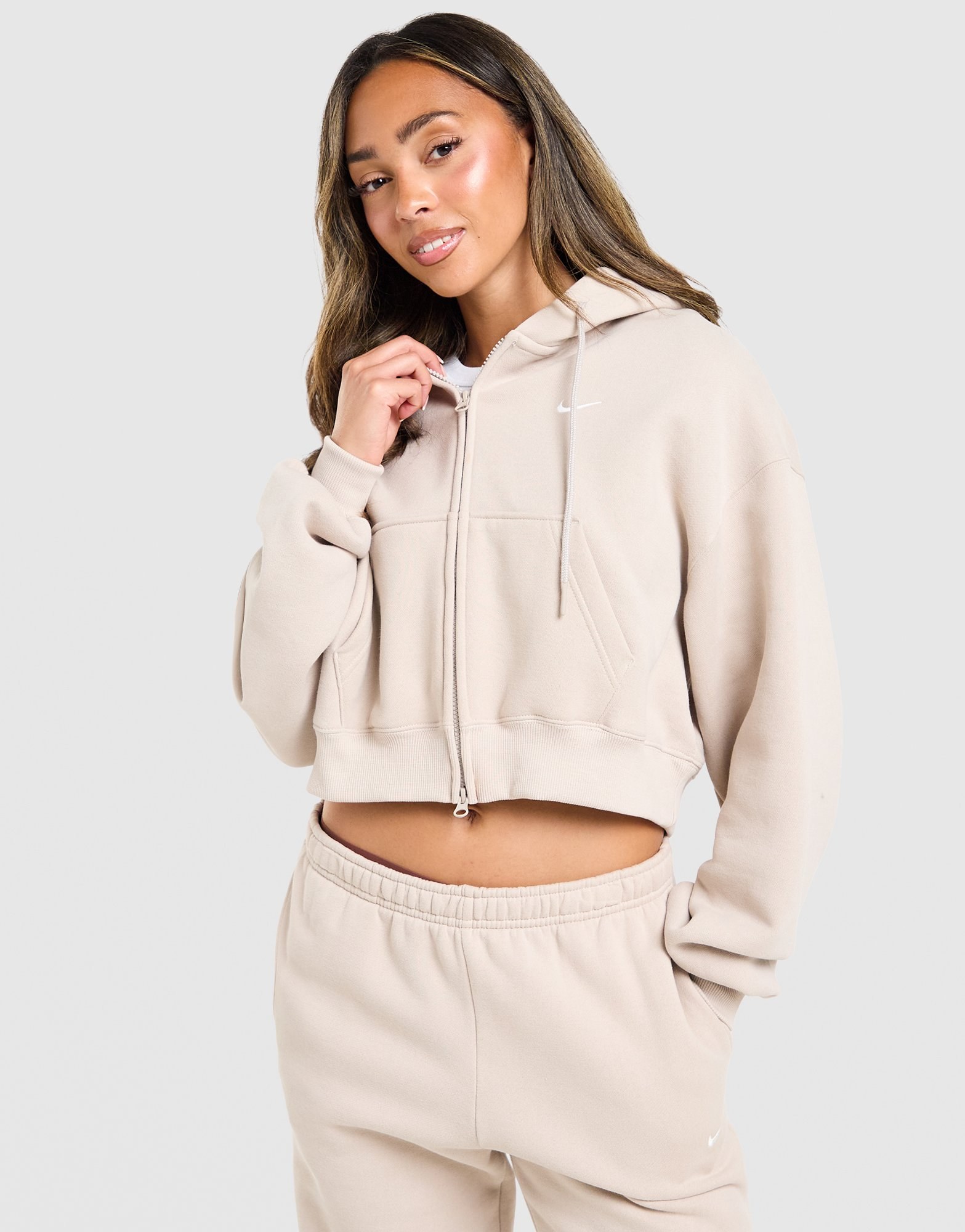 Nike Studio Fleece Cropped Full-Zip Hoodie