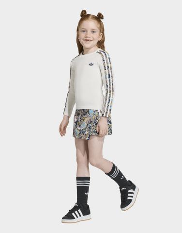adidas Liberty London Set 3-Streifen Top, langärmlig, figurbetont / Skort, Wickeloptik