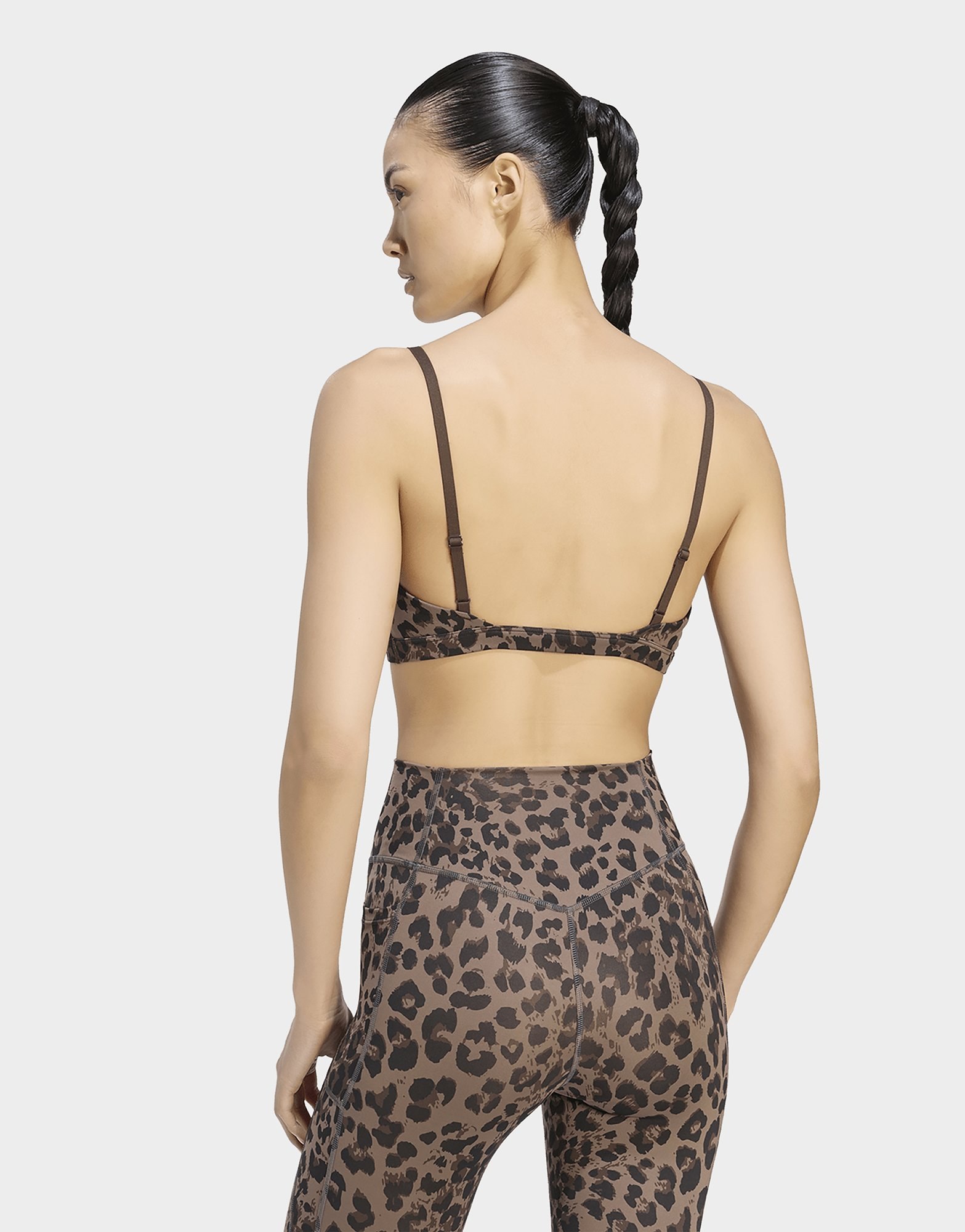 adidas Optime Essentials 3-Streifen Leopard Sport-BH, leichter Halt