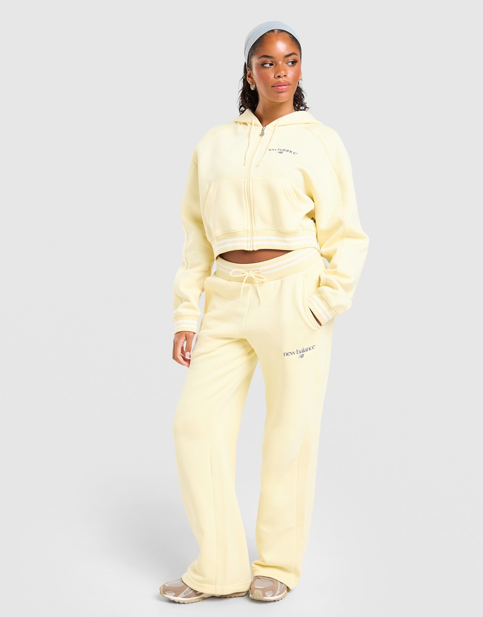 New Balance Ribbed Wide Leg Jogginghose
