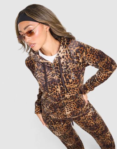 JUICY COUTURE Diamante Leopard Full-Zip Hoodie