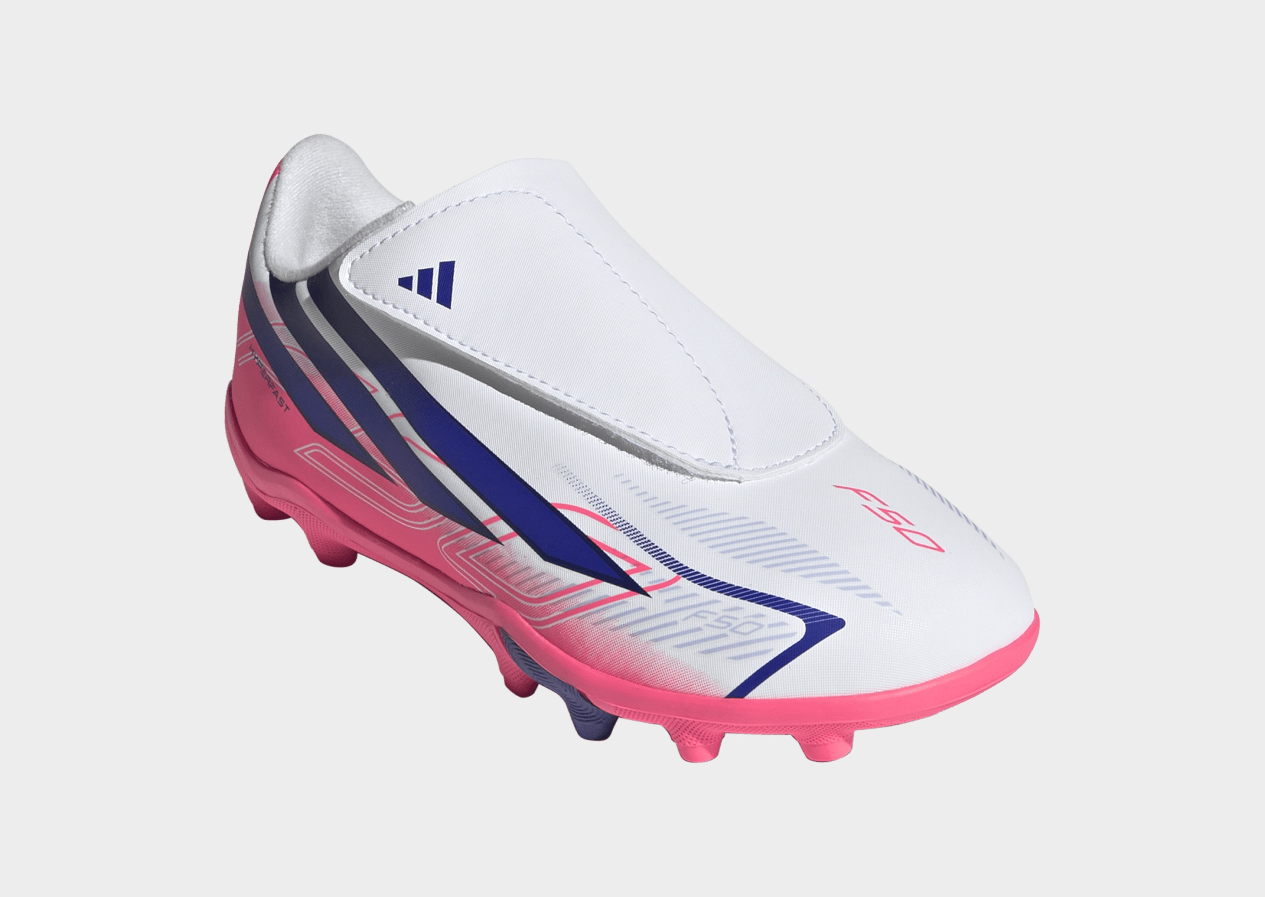 adidas F50 Hyperfast Club Kids Fußballschuh, Naturrasen/Gemischte Böden, Klettverschluss