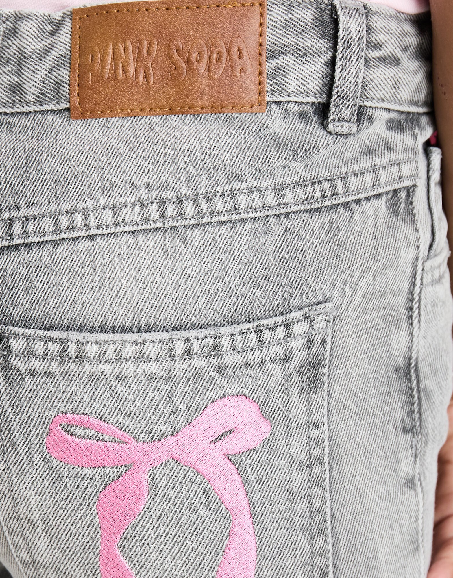 Pink Soda Sport Girls' Satin Bow Jeans Kinder