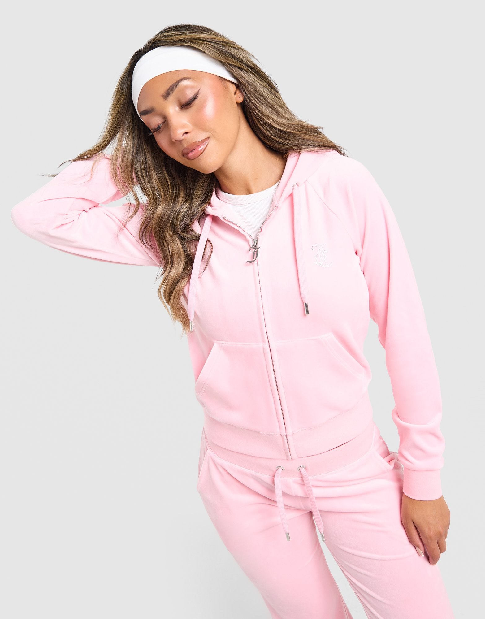 JUICY COUTURE Diamante JC Logo Full-Zip Hoodie