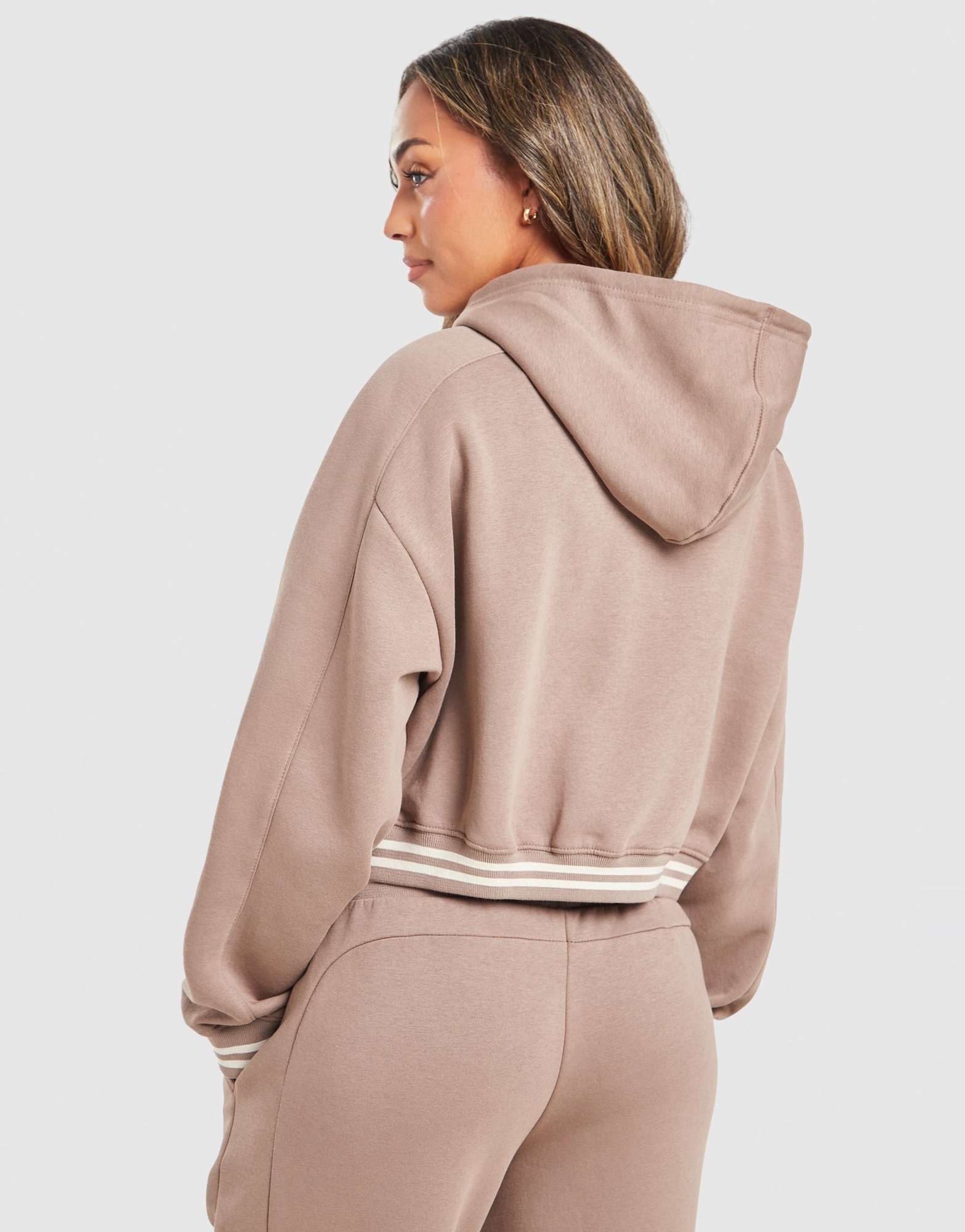 New Balance Cropped Ribbed Full-Zip Hoodie
