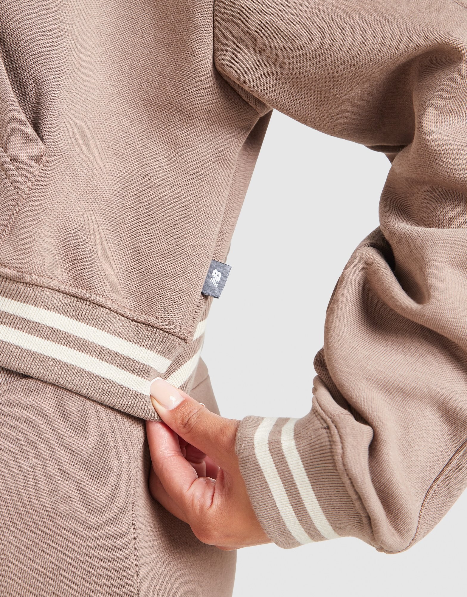 New Balance Cropped Ribbed Full-Zip Hoodie