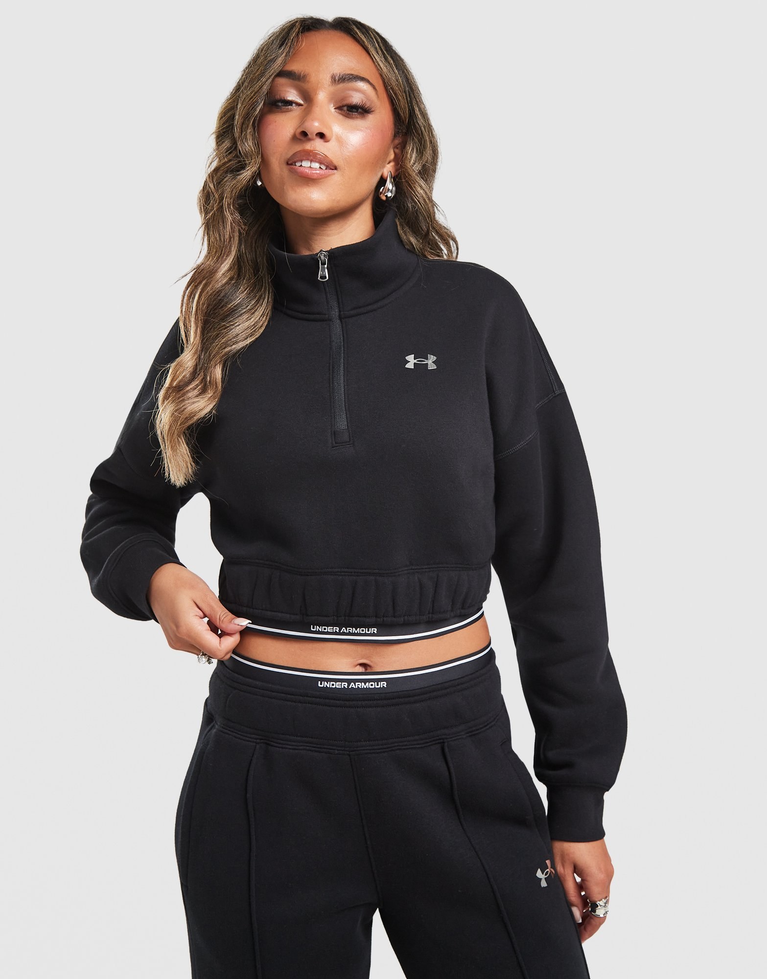 Under Armour Wordmark 1/4 Zip Cropped Sweatshirt