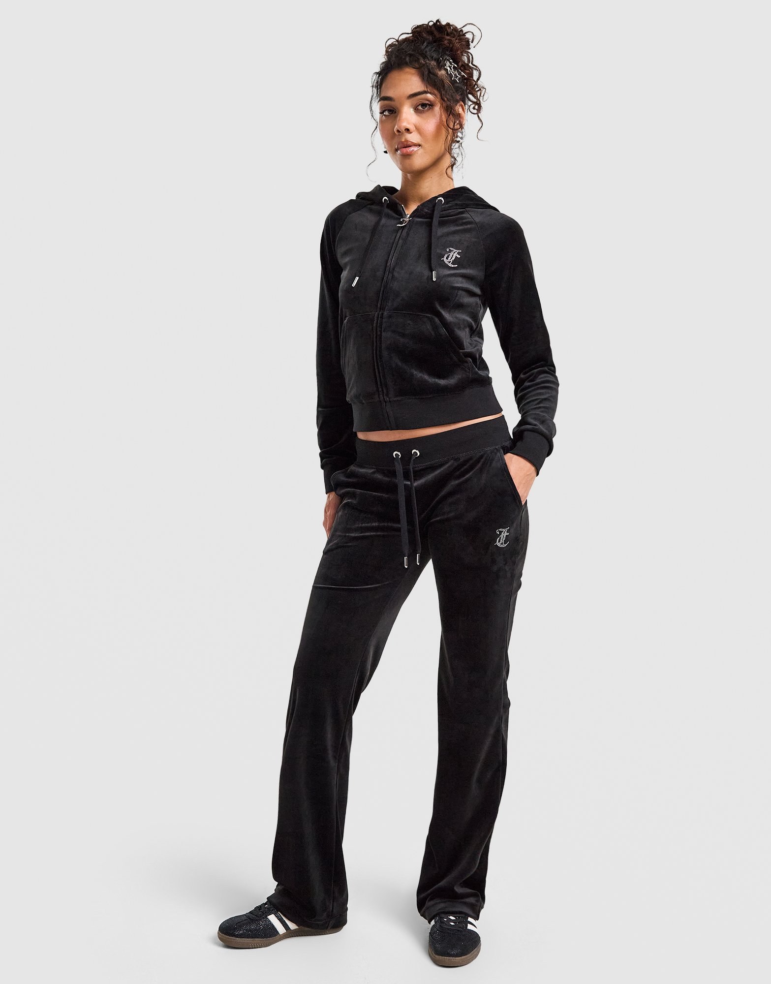 JUICY COUTURE Diamante JC Logo Full-Zip Hoodie