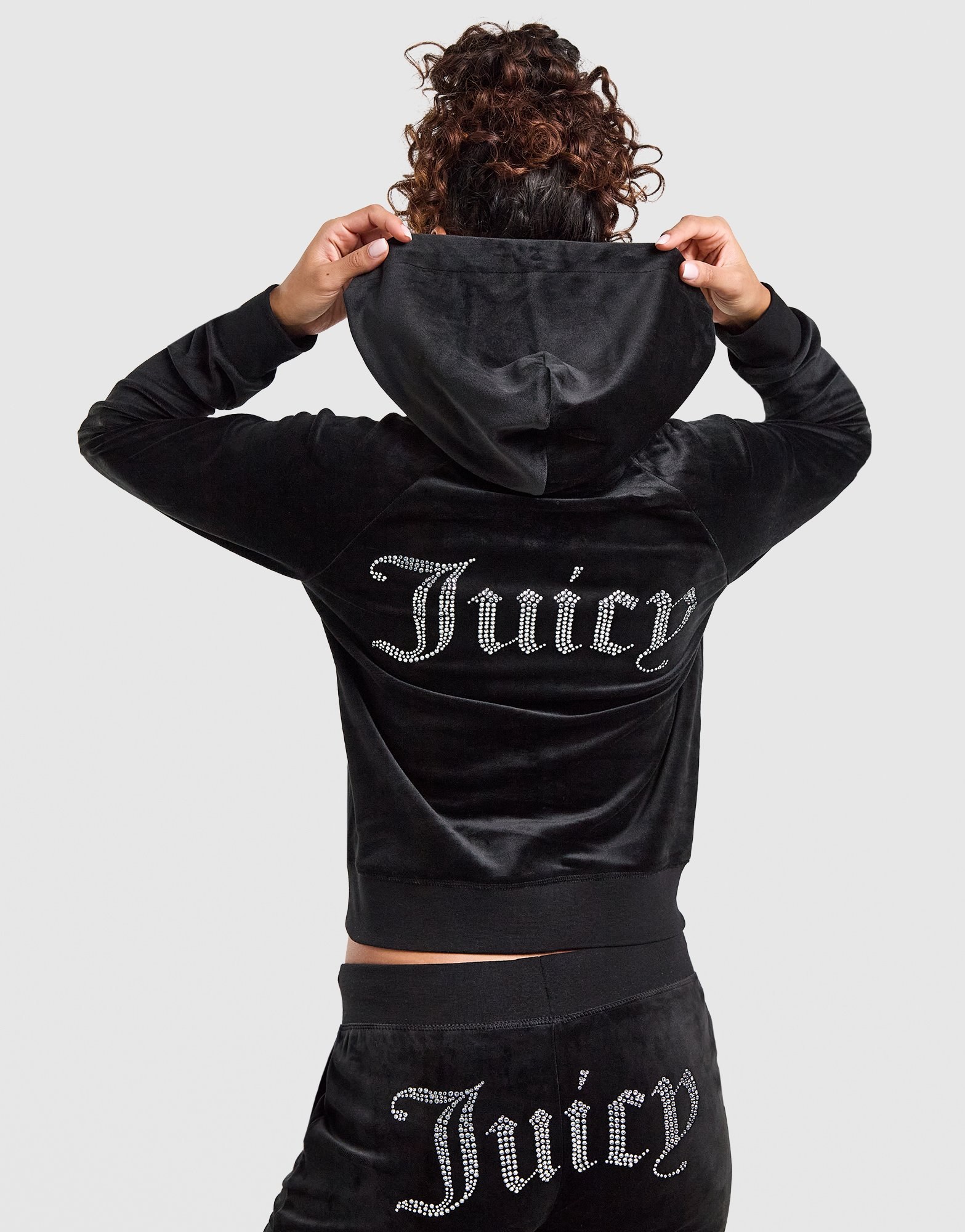 JUICY COUTURE Diamante JC Logo Full-Zip Hoodie