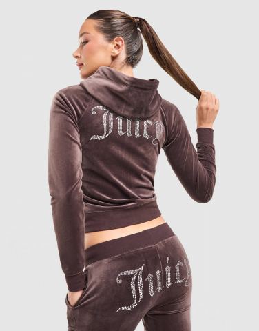 JUICY COUTURE Diamante JC Logo Full-Zip Hoodie